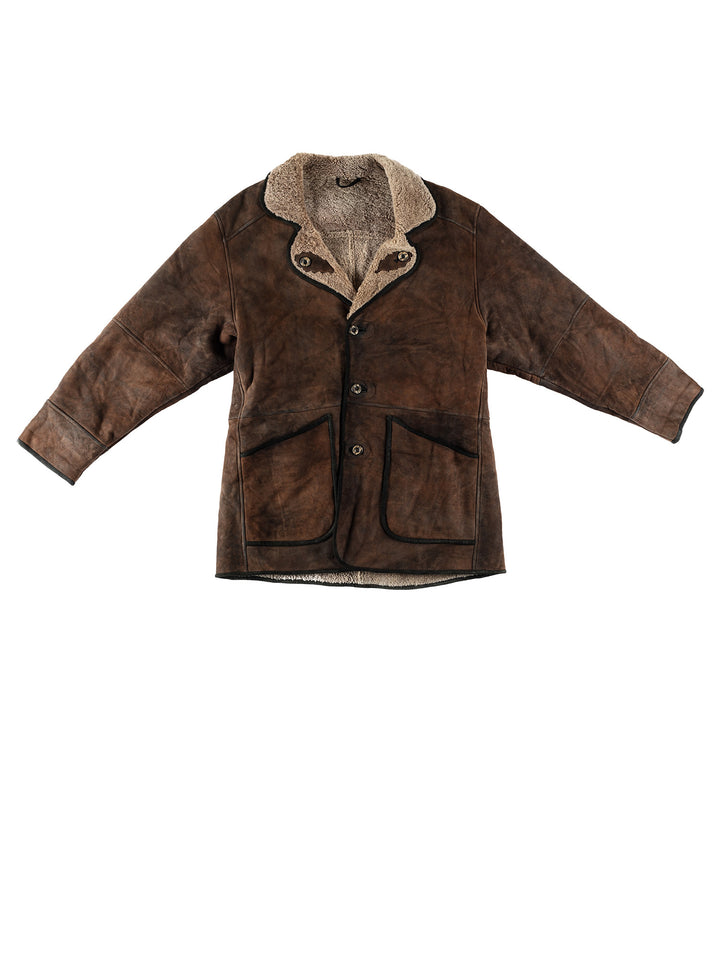 Vintage 80's Men Sheepskin Coat in BrownVN605