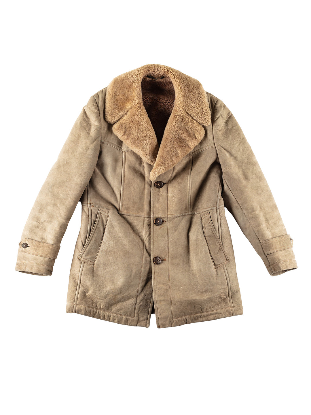 Vintage 80's Men Sheepskin Coat in BeigeVN201