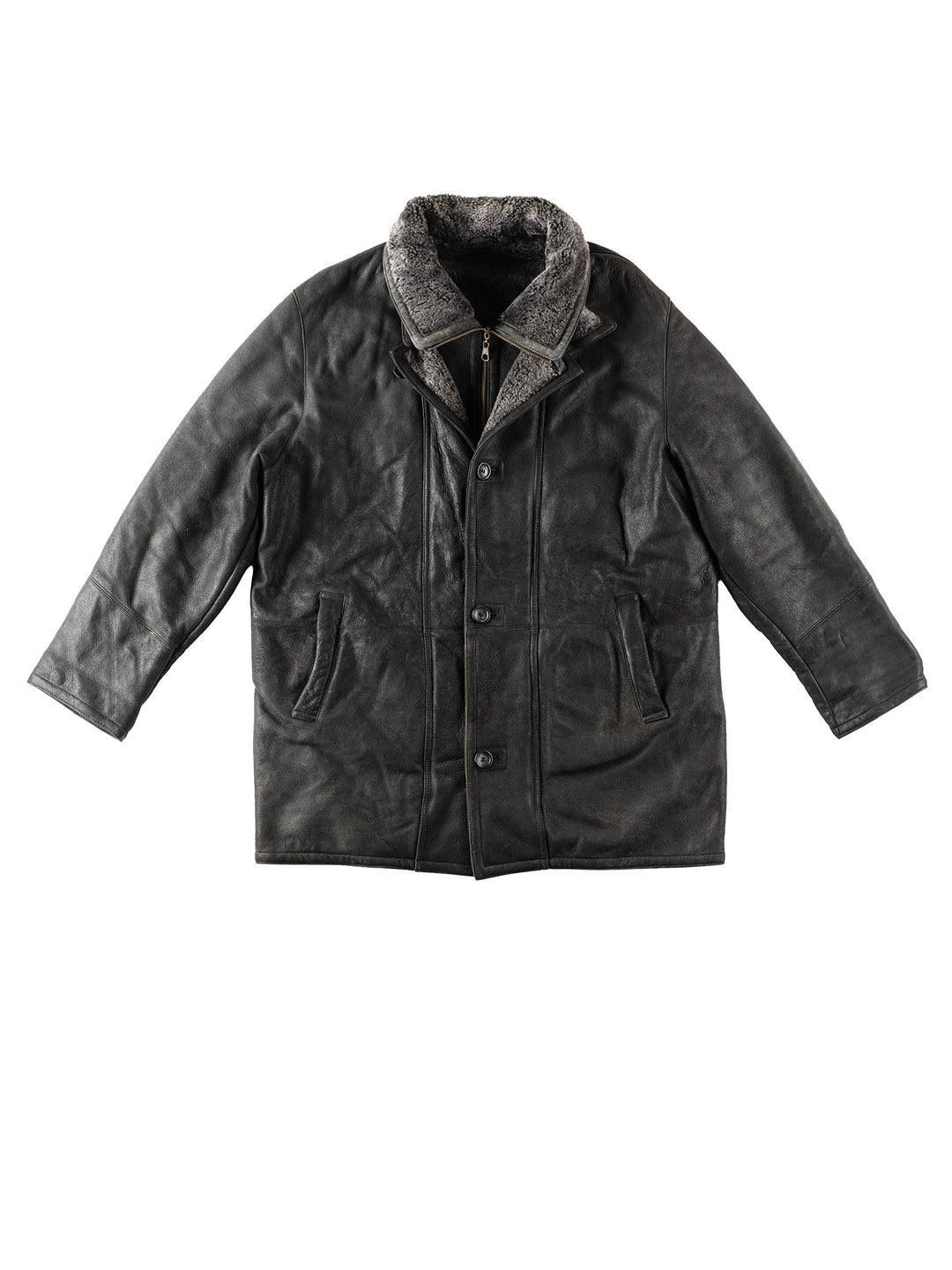 Vintage 90's Men Sheepskin Coat in BlackVN154