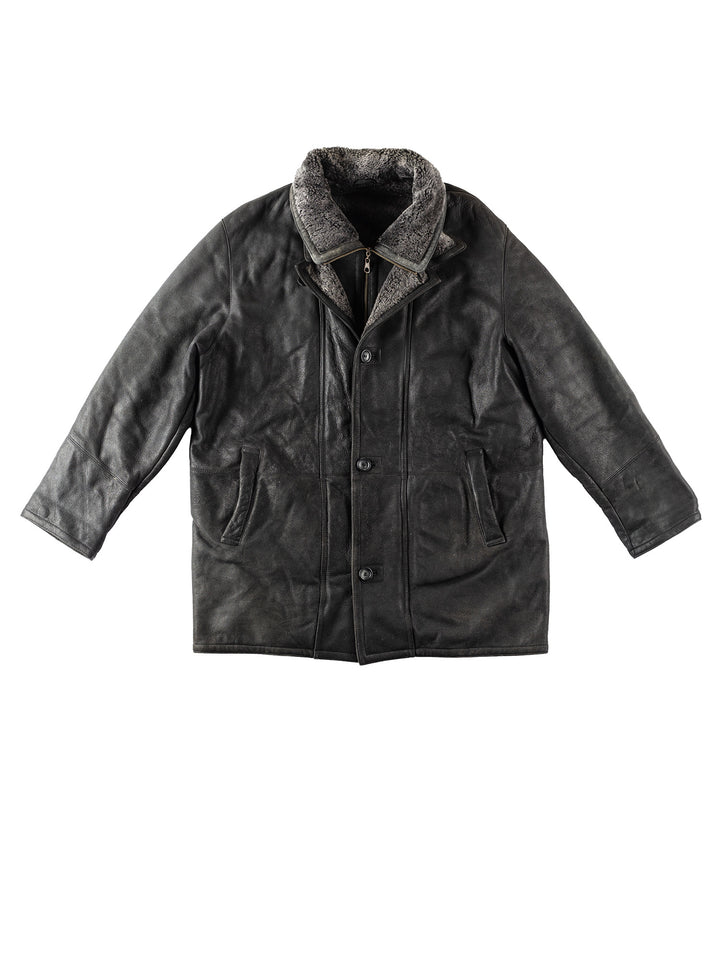 Vintage 90's Men Sheepskin Coat in BlackVN154
