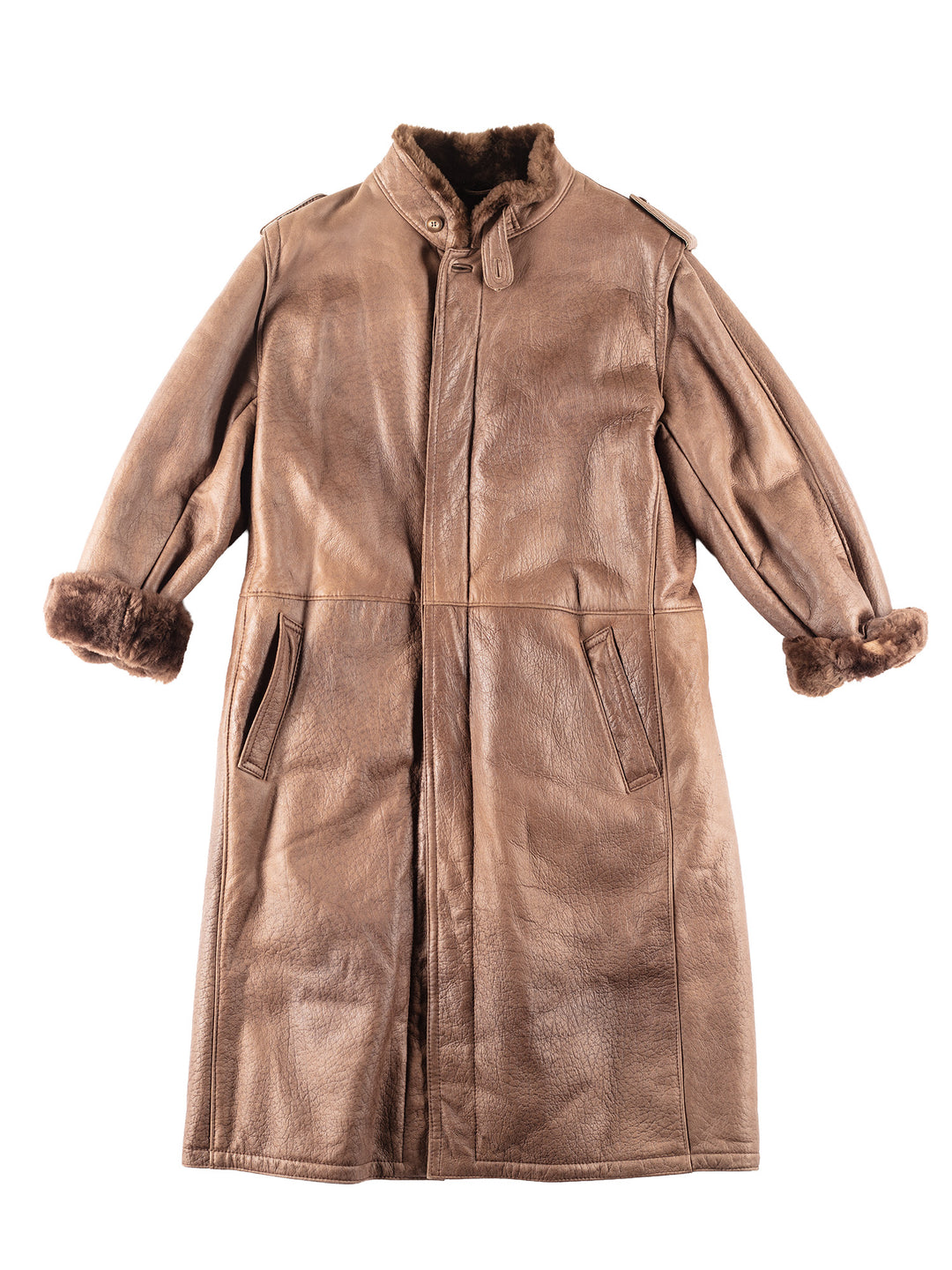 Vintage 80's Men Sheepskin Coat in Brown
