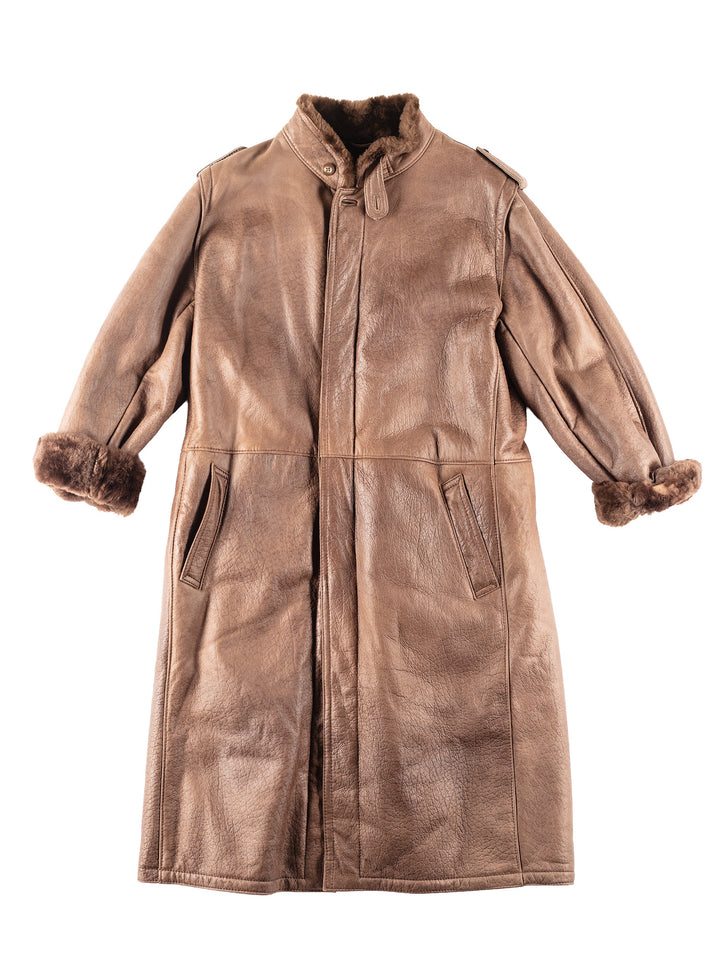 Vintage 80's Men Sheepskin Coat in Brown