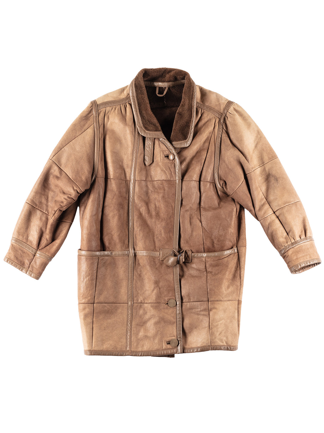 Vintage 80's Women Sheepskin Coat in Beige