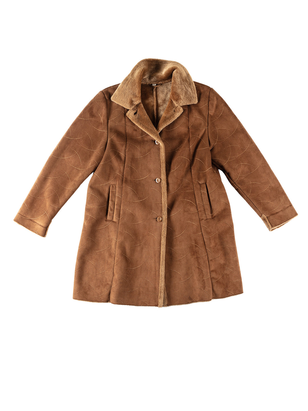 Vintage 80's Women Faux Sheepskin Coat in BrownMN177