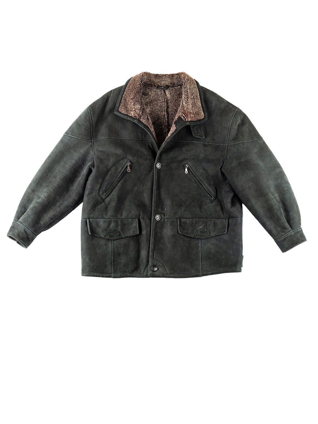 Vintage 90's Men Sheepskin Coat in GreenVN265