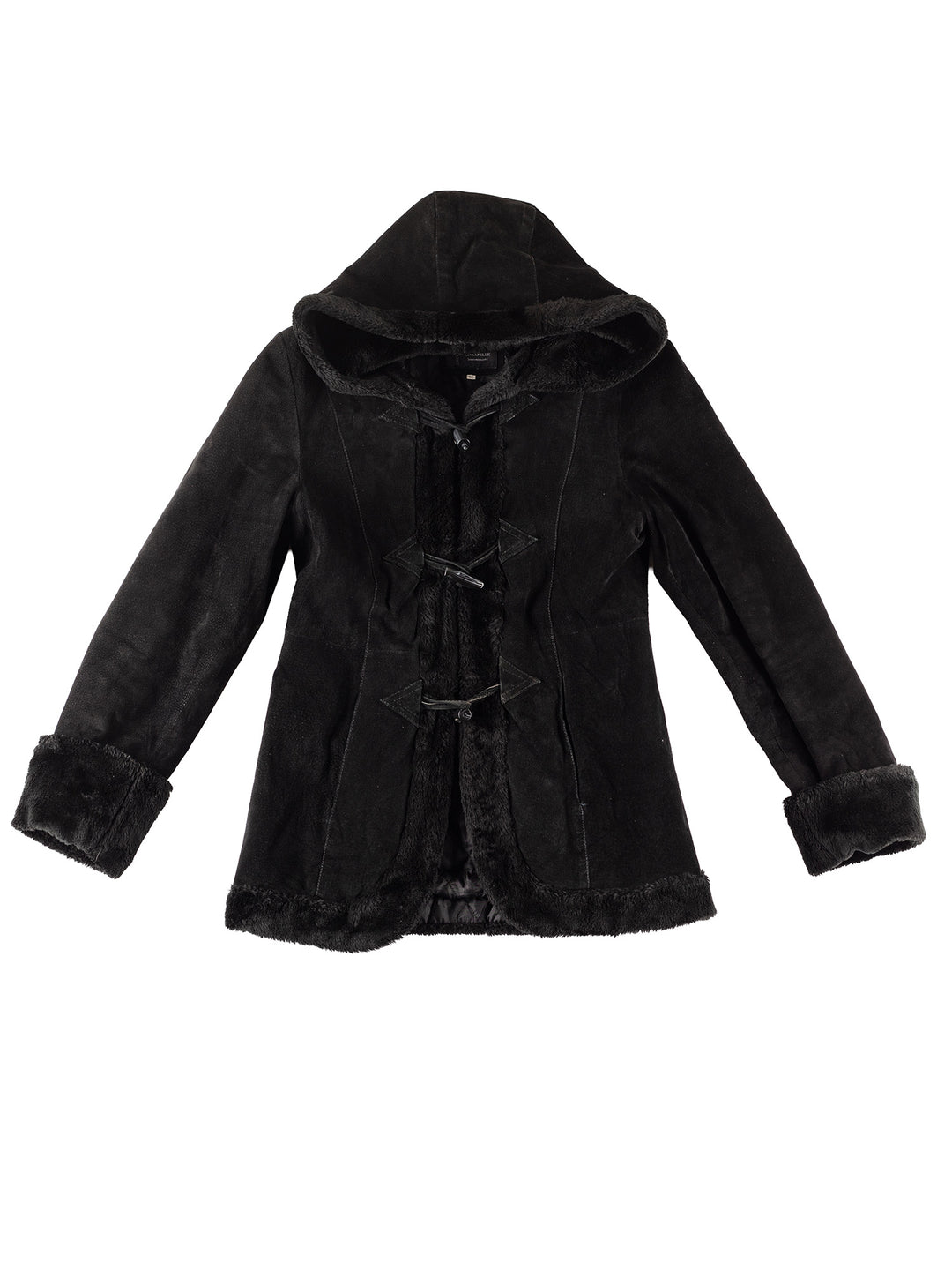 Vintage 00's Women Suede Coat in Black