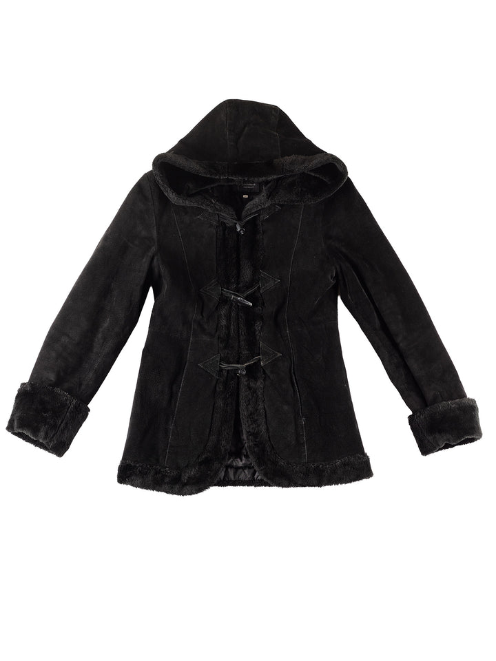Vintage 00's Women Suede Coat in Black