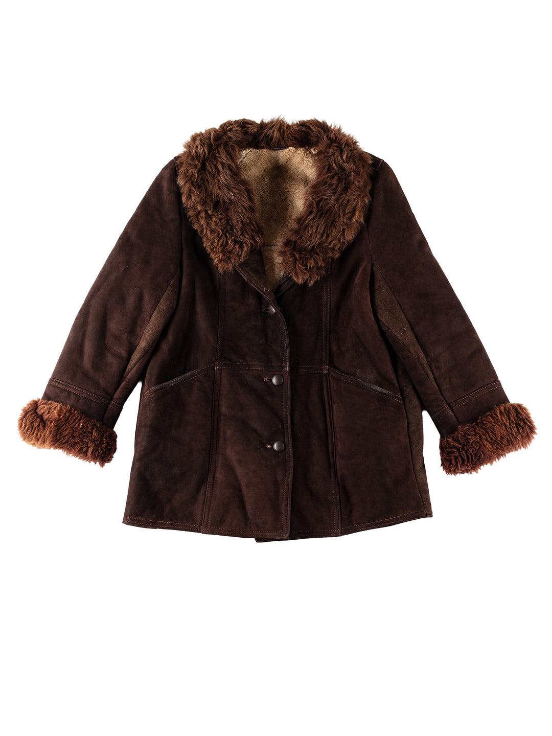 Vintage 70's Women Sheepskin Coat in BrownMN527