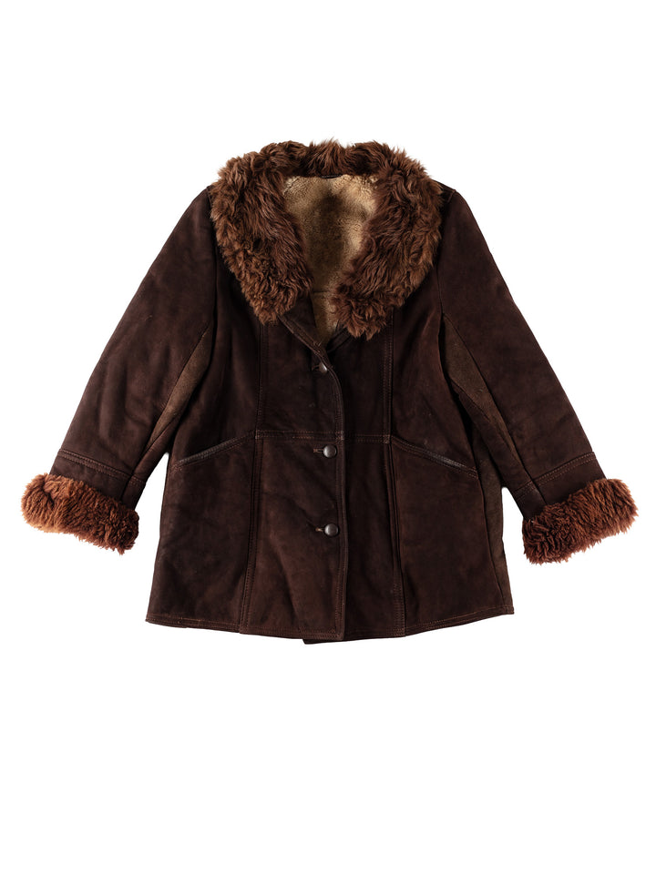 Vintage 70's Women Sheepskin Coat in BrownMN527