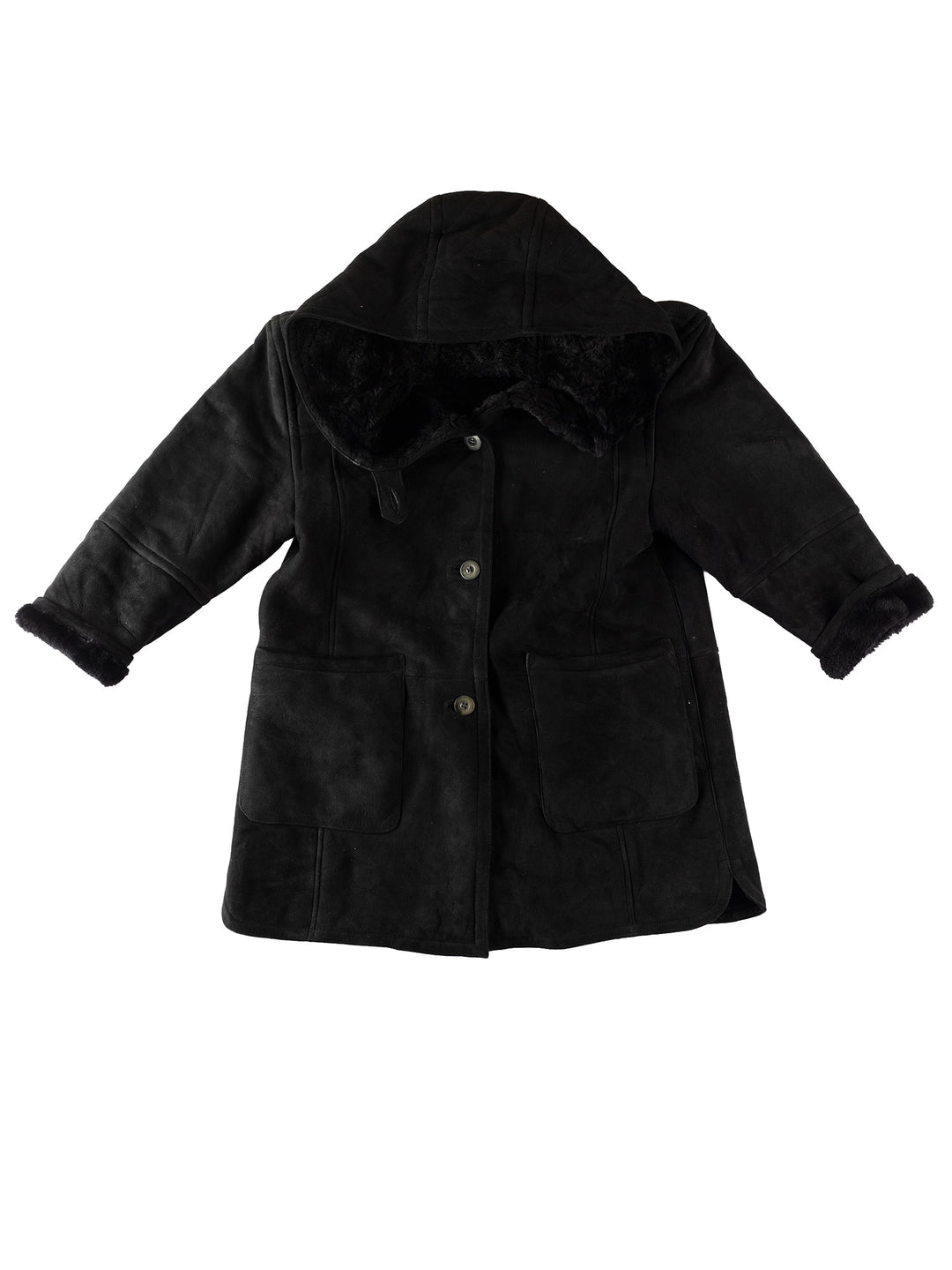 Vintage 80's Women Sheepskin Coat in BlackMN356