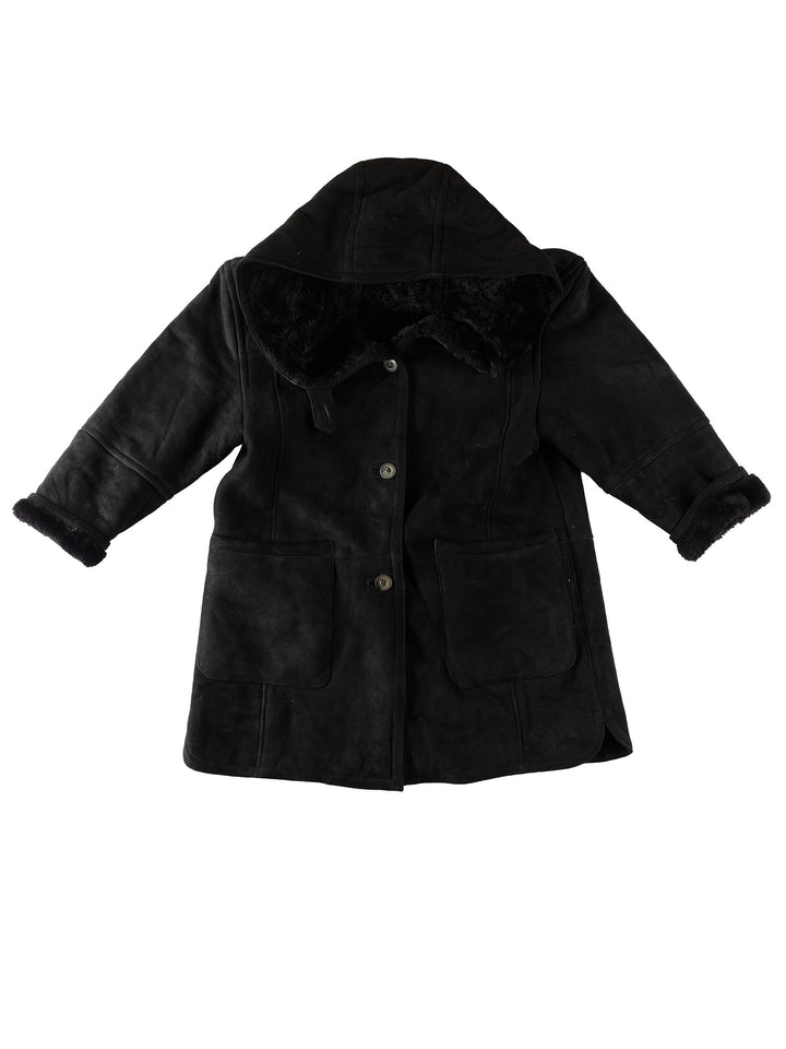 Vintage 80's Women Sheepskin Coat in BlackMN356