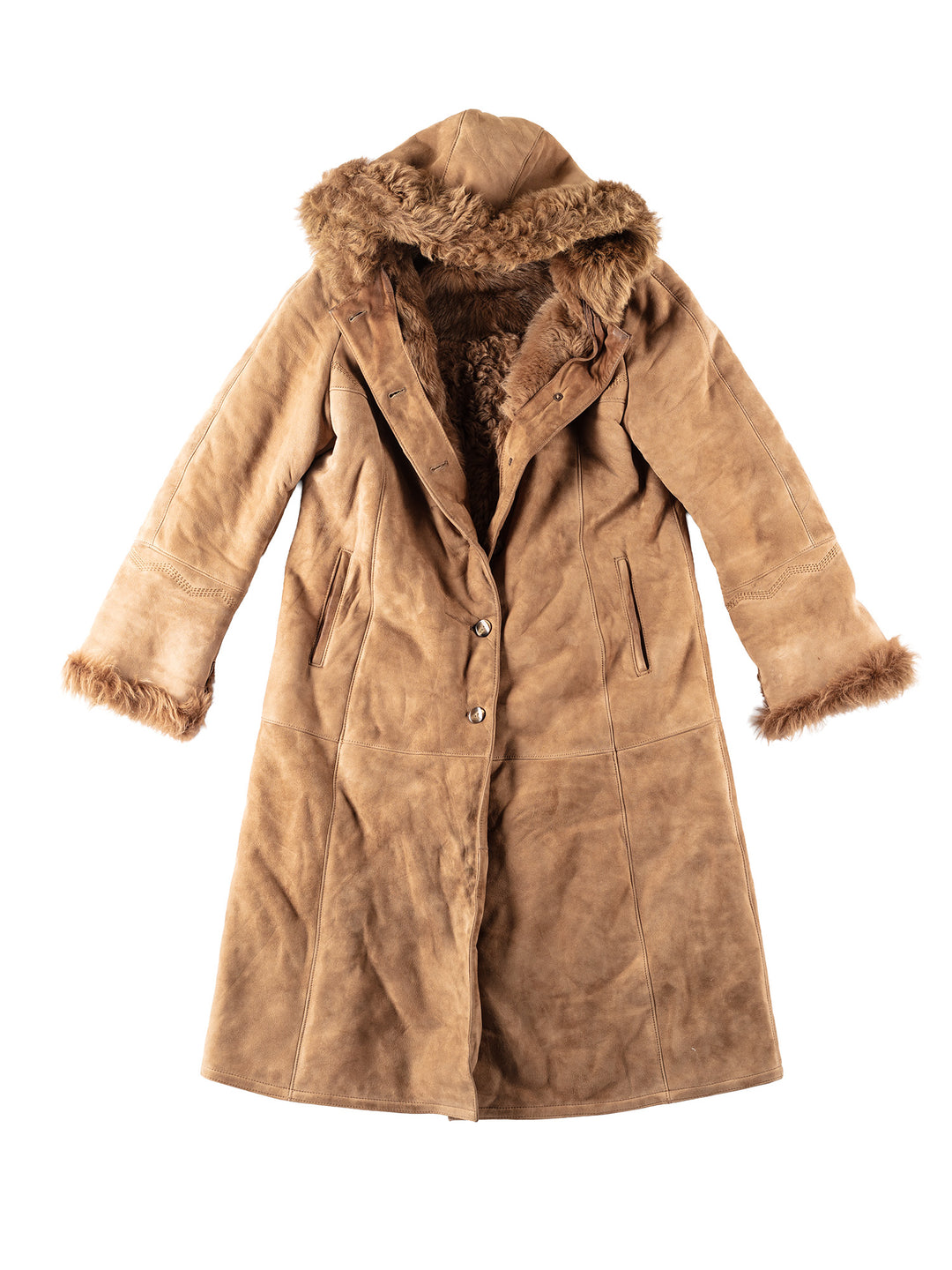 Vintage 90's Women Sheepskin Coat in Brown