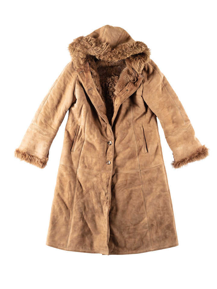 Vintage 90's Women Sheepskin Coat in Brown