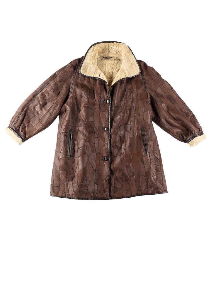 Vintage 80's Women Sheepskin Coat in BrownMN148