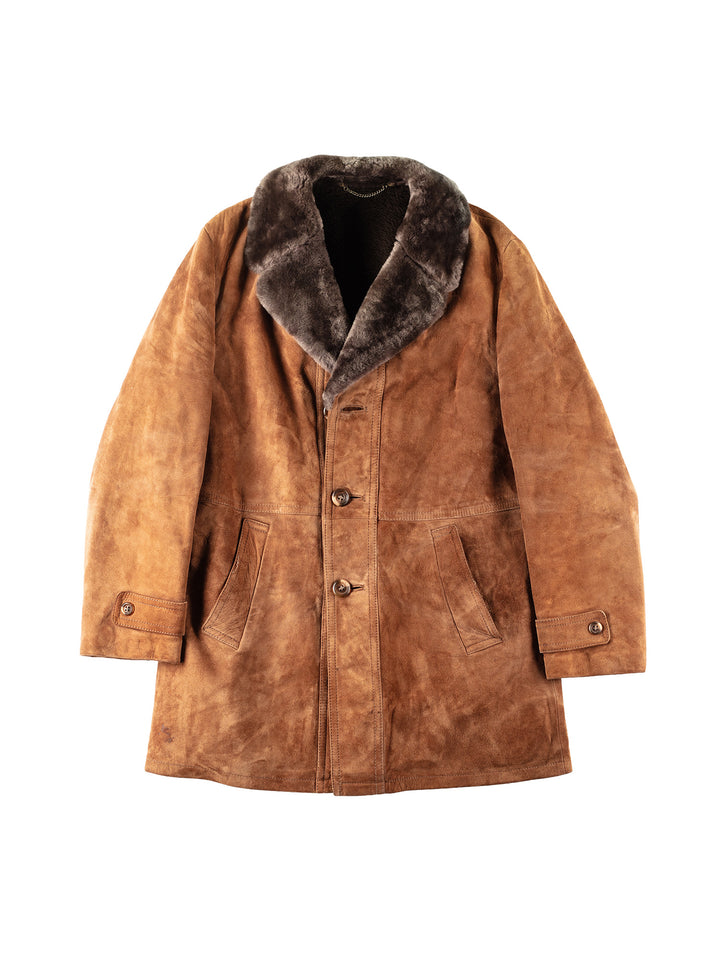 Vintage 70's Men Faux Sheepskin Coat in BrownVN243