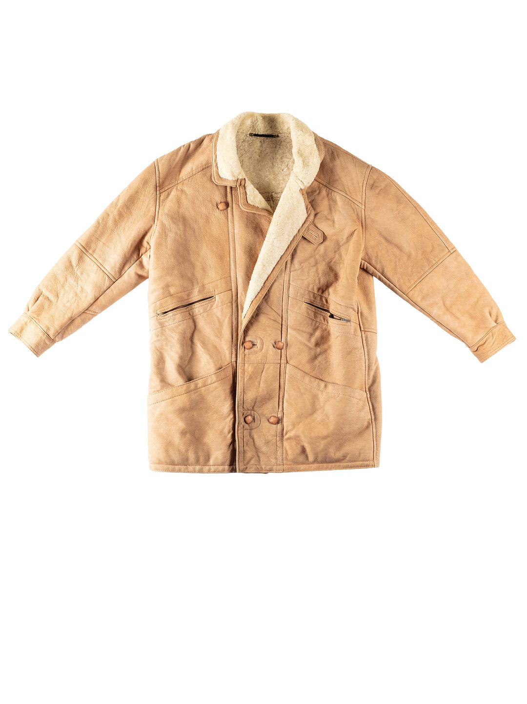 Vintage 80's Men Sheepskin Coat in BeigeVN359
