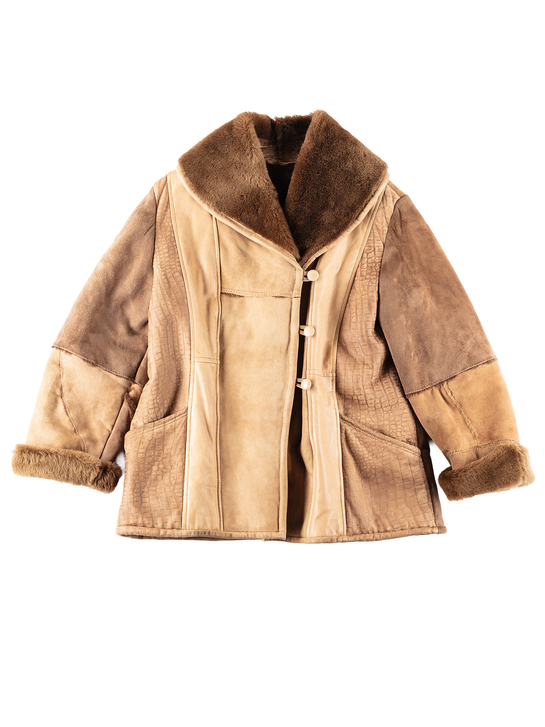 Vintage 80's Women Sheepskin Coat in Brown
