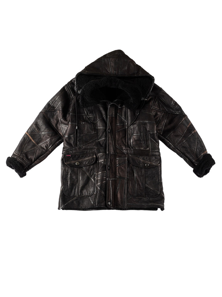 Vintage 80's Women Sheepskin Coat in BlackMN517