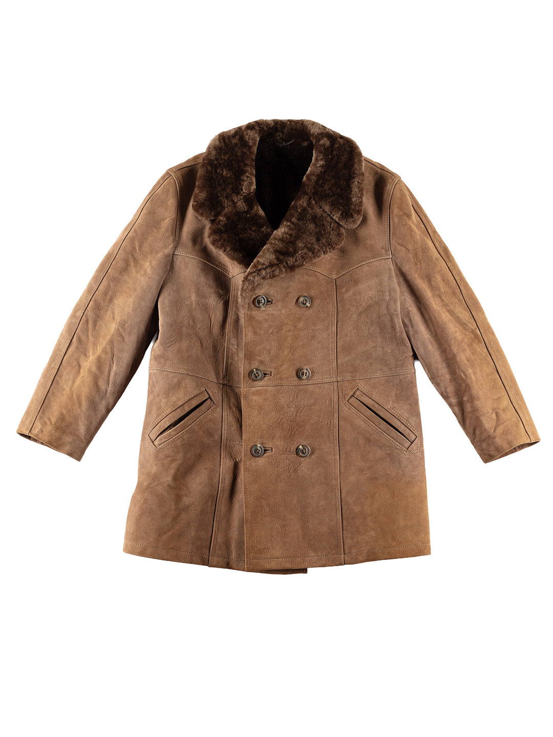 Vintage 70's Men Faux Sheepskin Coat in BrownVN506
