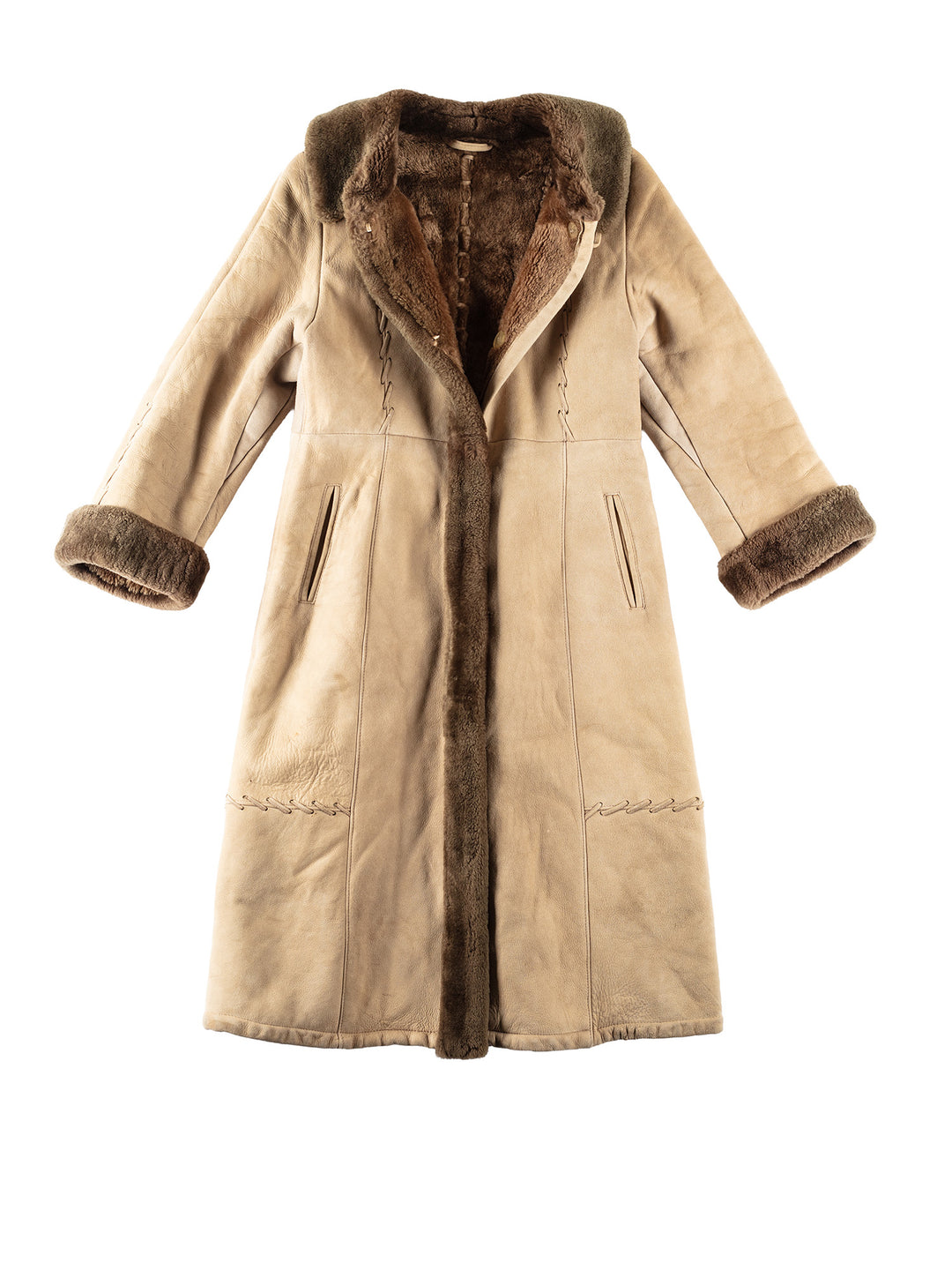 Vintage 90's Men Sheepskin Coat in BeigeMN187