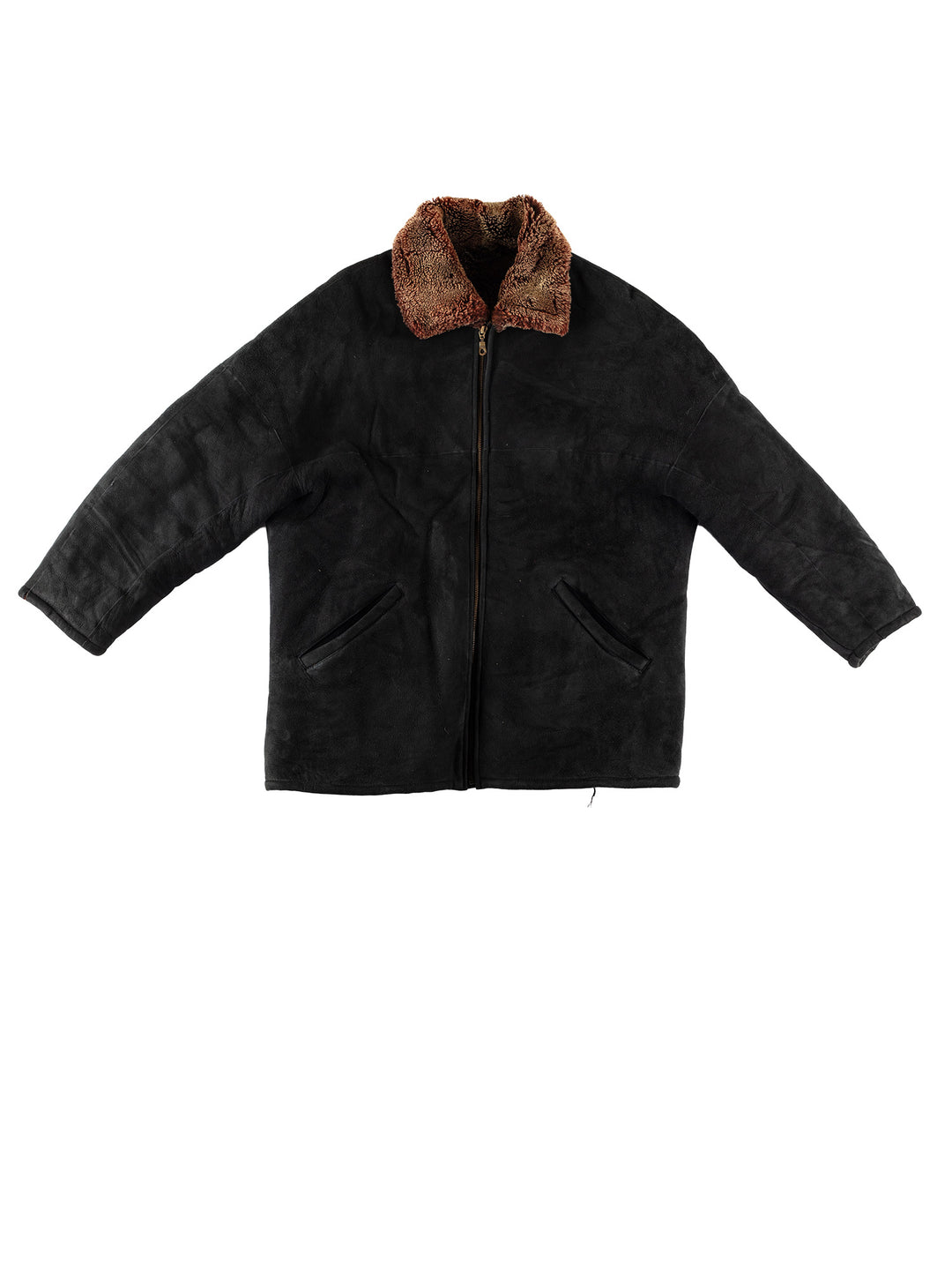 Vintage 80's Men Sheepskin Coat in BlackVN606