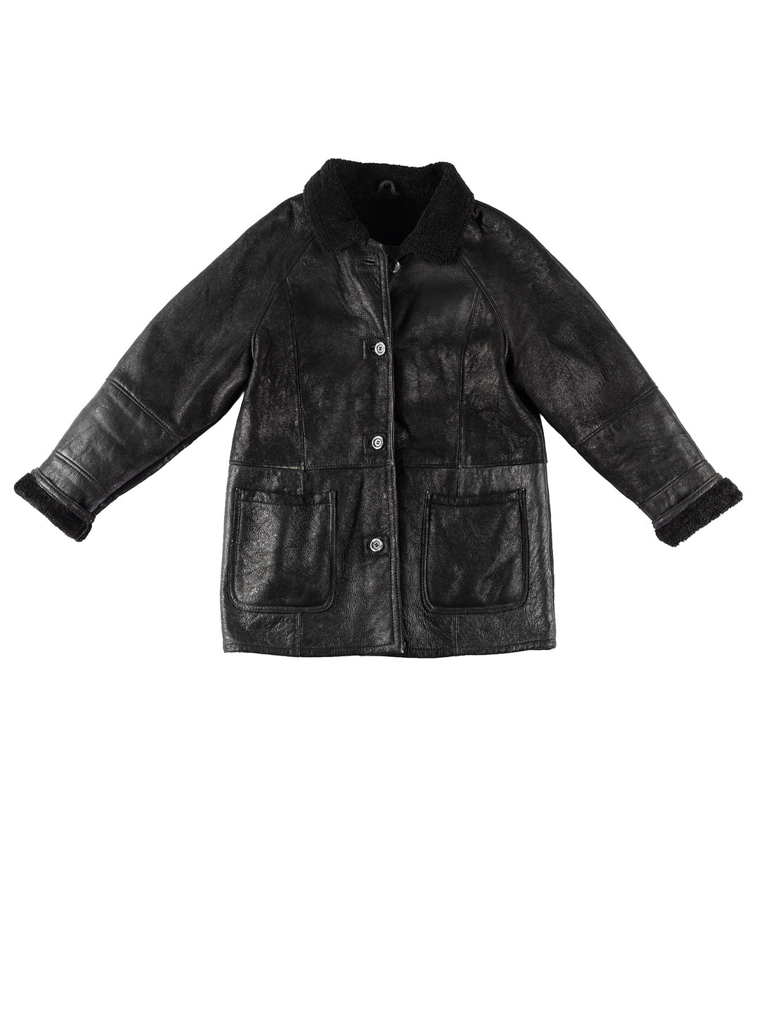 Vintage 90's Women Sheepskin Coat in BlackMN203