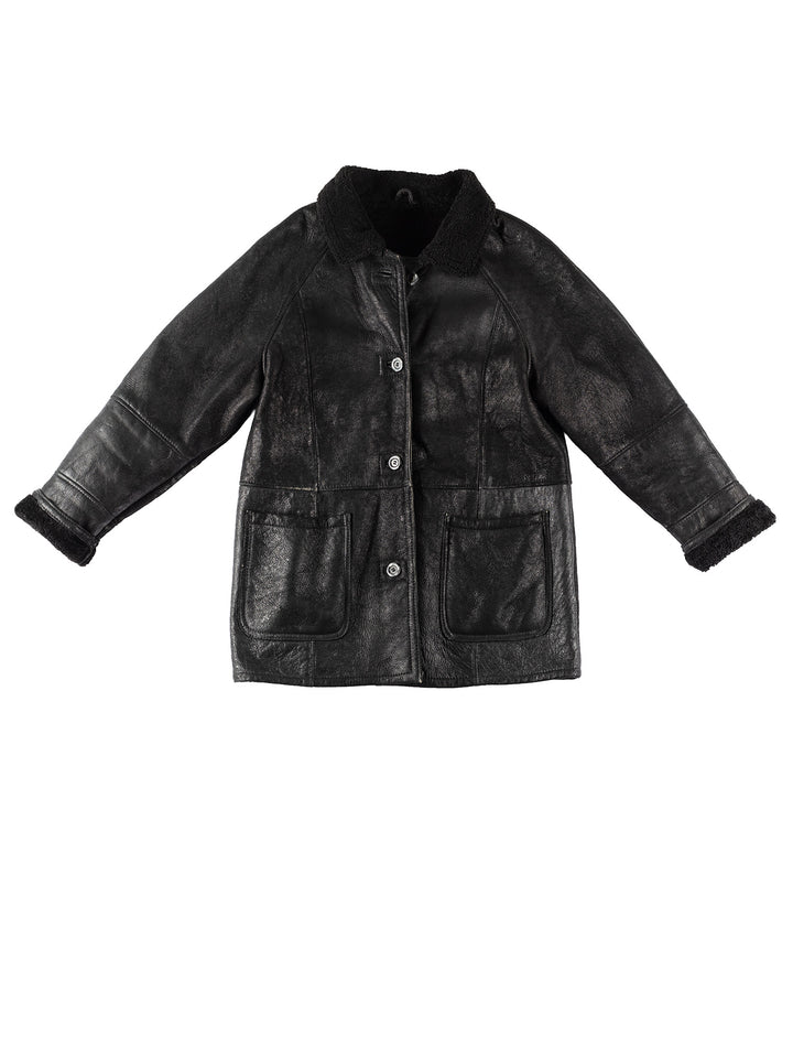 Vintage 90's Women Sheepskin Coat in BlackMN203