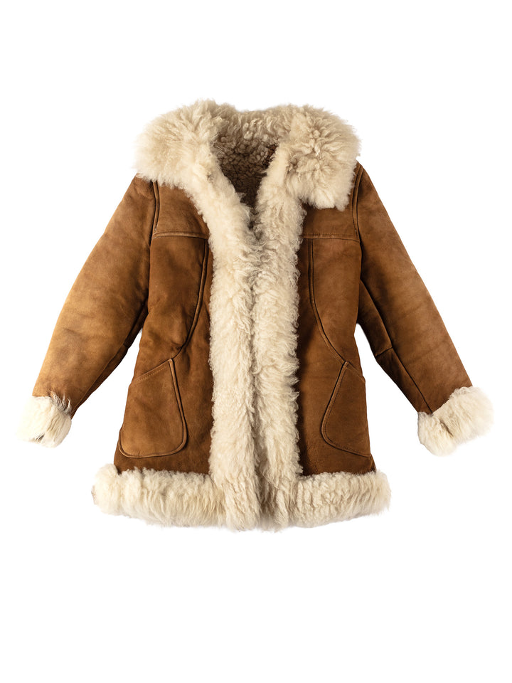 Vintage 70's Women Sheepskin Coat in BrownMN228