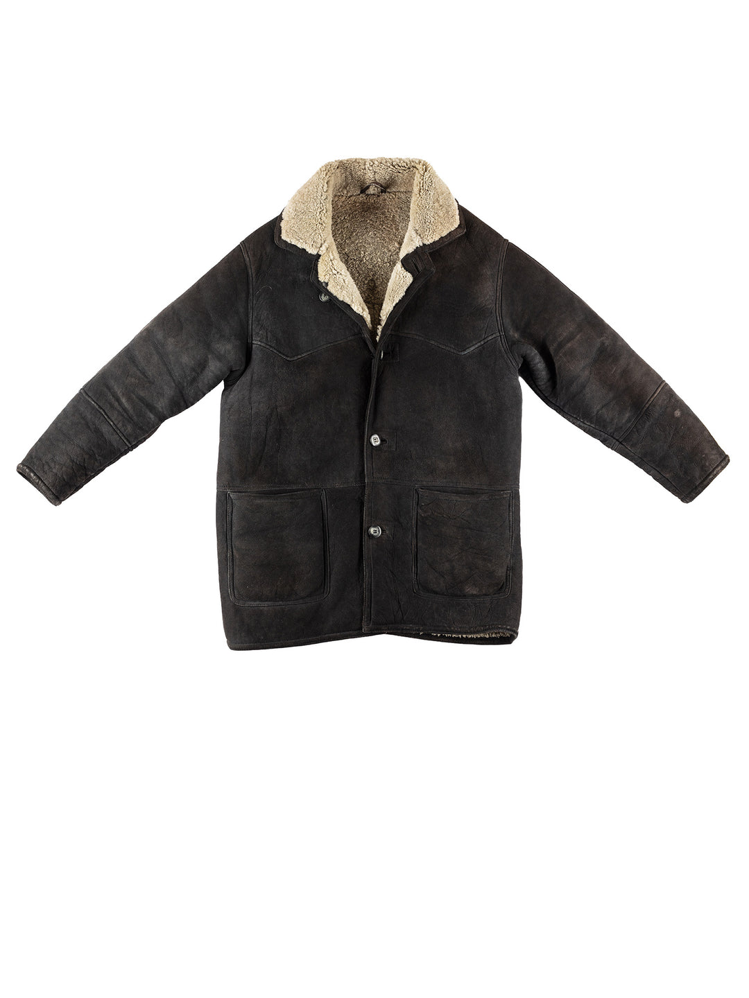 Vintage 70's Men Sheepskin Coat in BlackVN228
