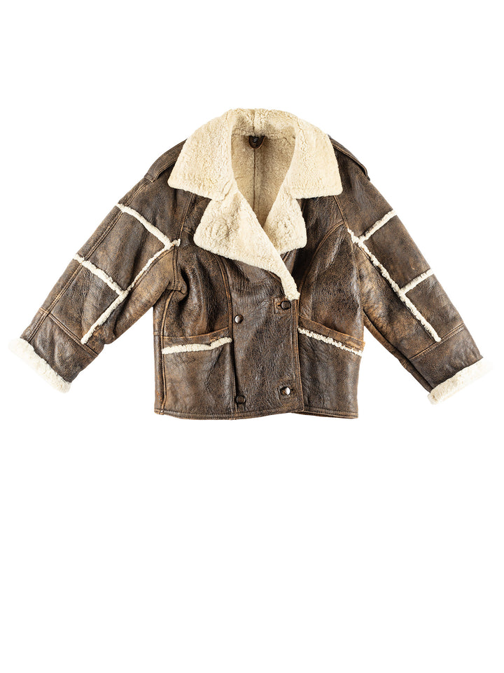 Vintage 80's Women Sheepskin Coat in BrownMN425