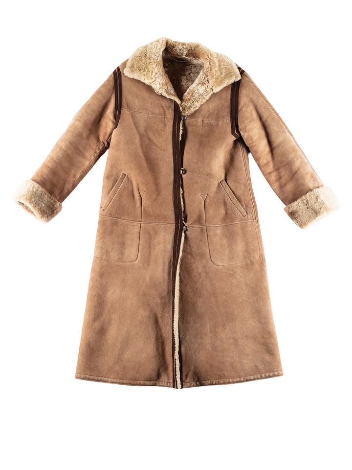 Vintage 70's Women Sheepskin Coat in BrownMN438