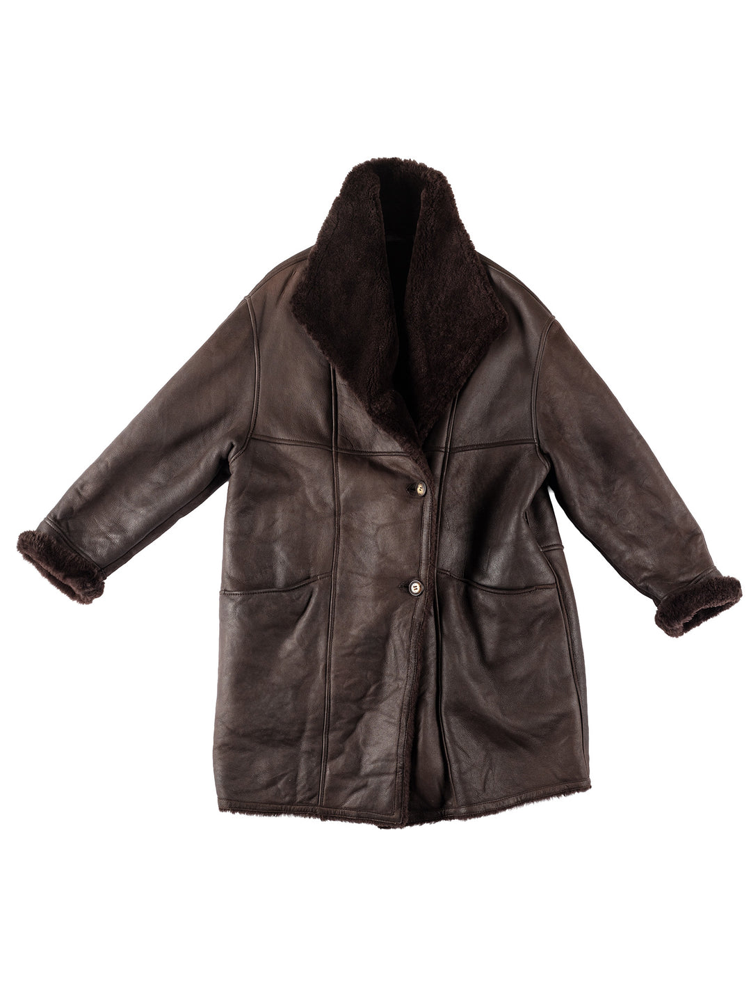 Vintage 80's Women Sheepskin Coat in BrownMN170