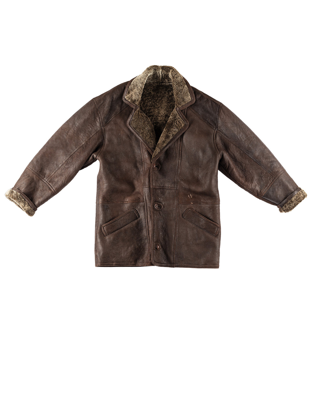 Vintage 80's Men Sheepskin Coat in BrownVN226