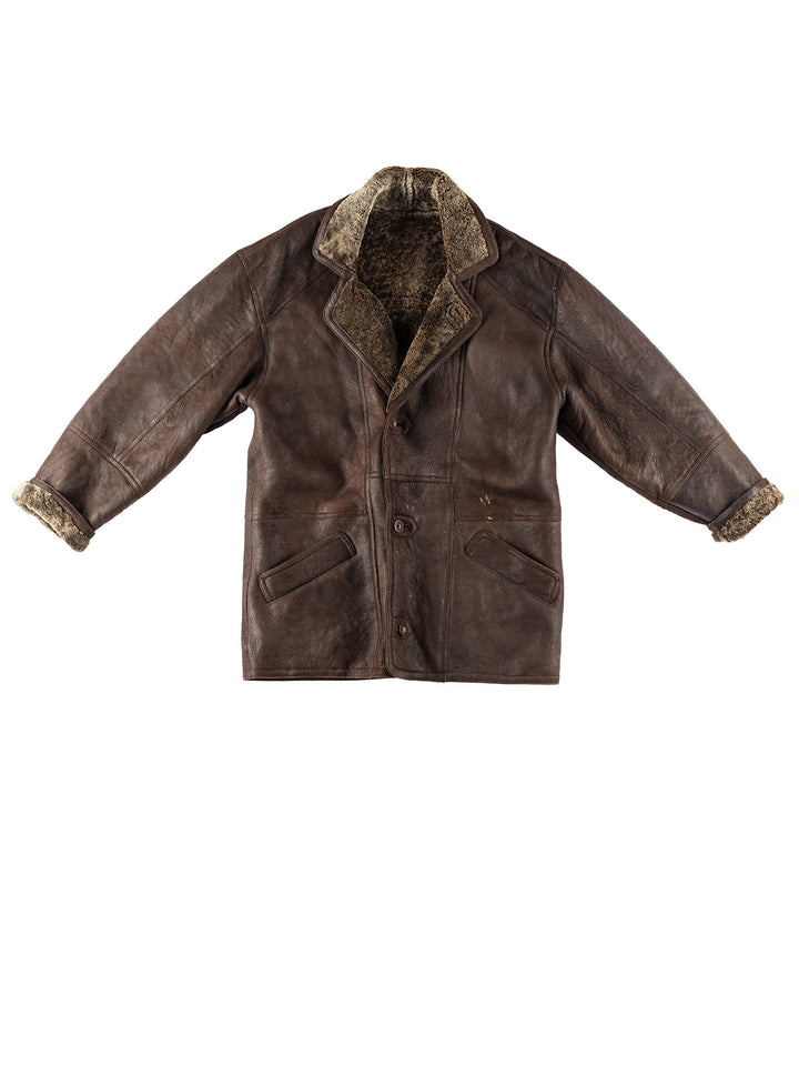 Vintage 80's Men Sheepskin Coat in BrownVN226