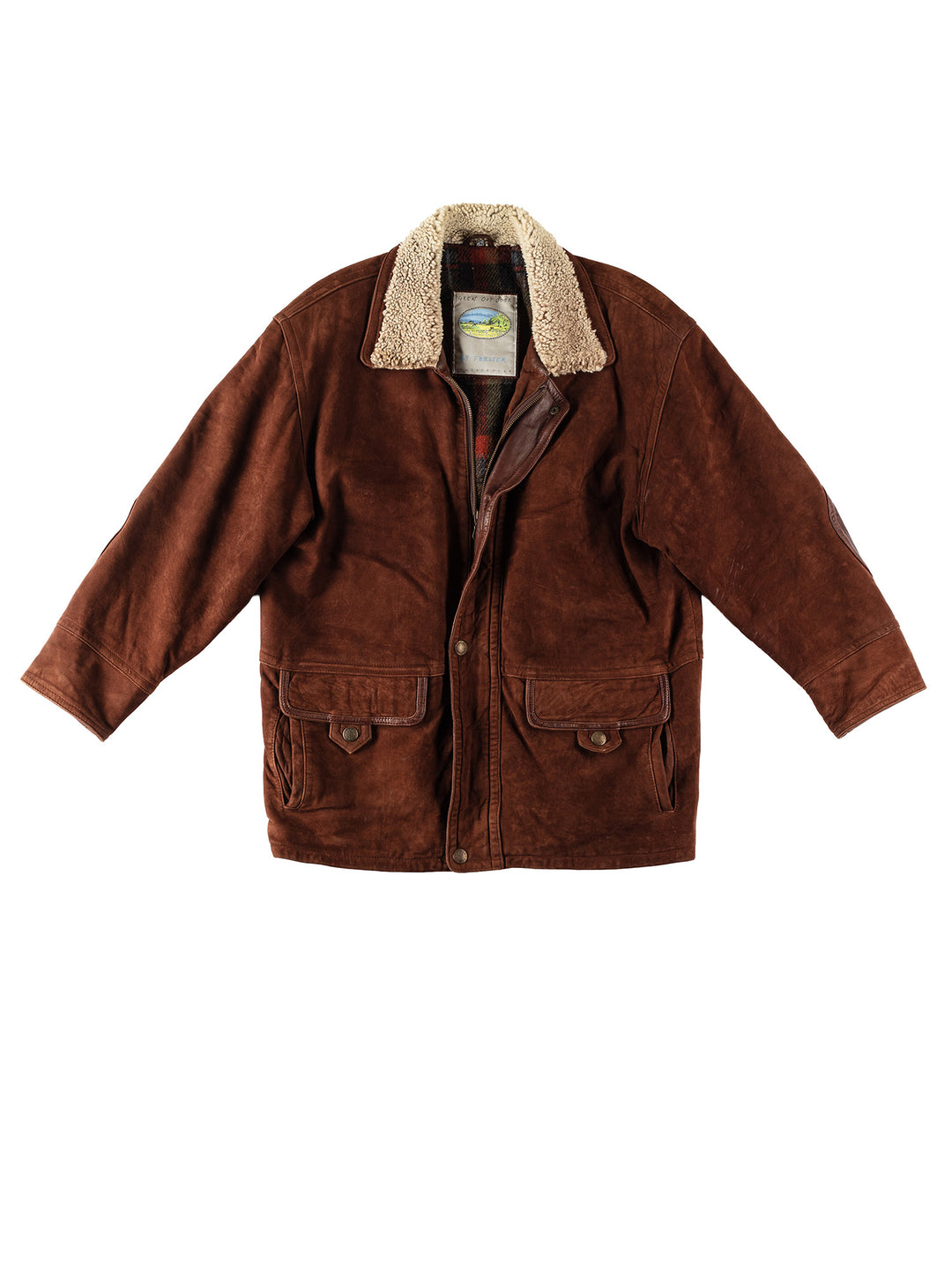 Vintage 80's Men Suede Coat in BrownVN364
