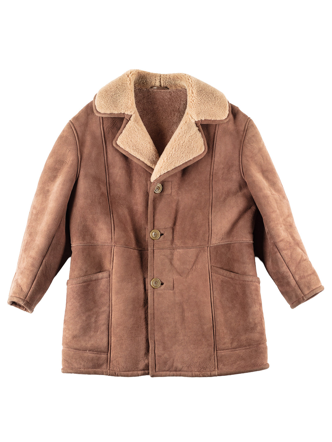Vintage 80's Men Sheepskin Coat in Brown