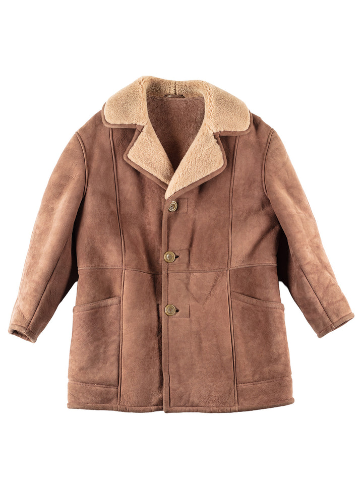 Vintage 80's Men Sheepskin Coat in Brown