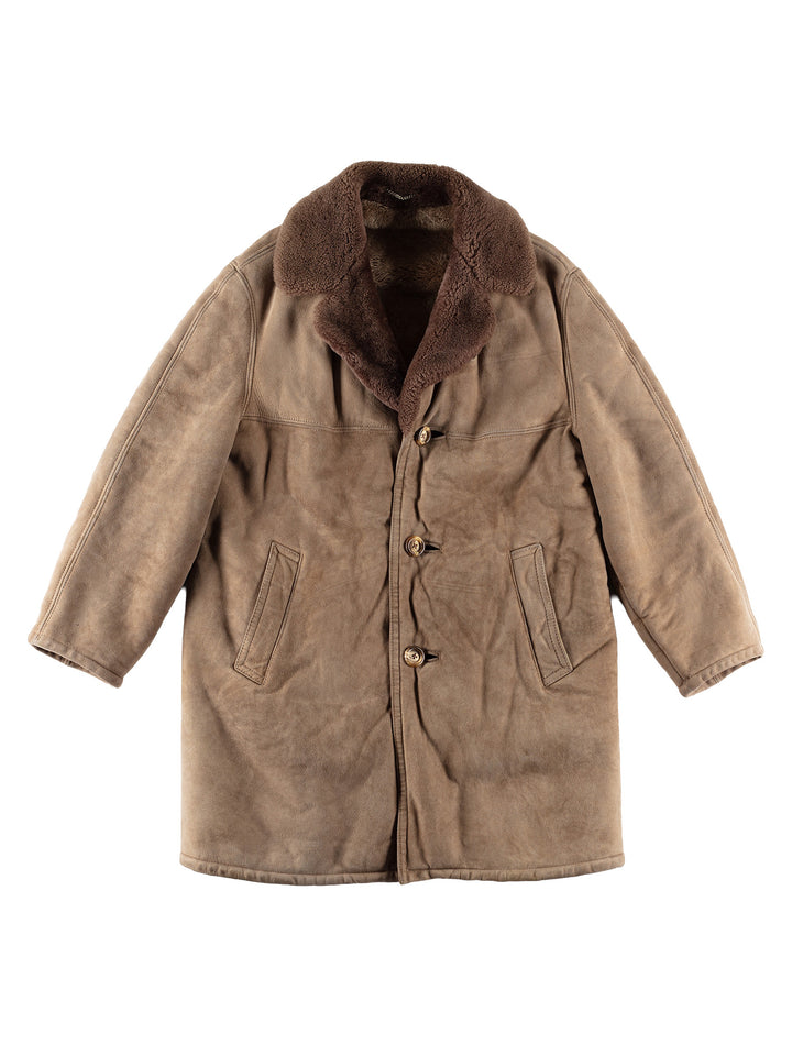 Vintage 80's Men Sheepskin Coat in BeigeVN475