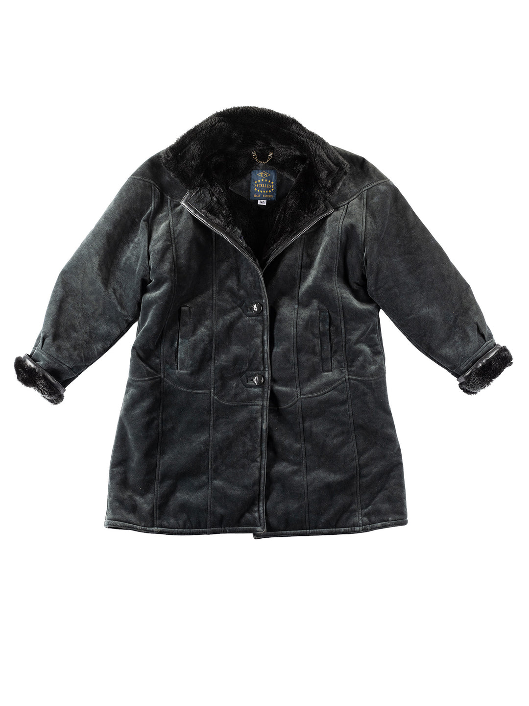 Vintage 90's Women Faux Sheepskin Coat in BlueMN191