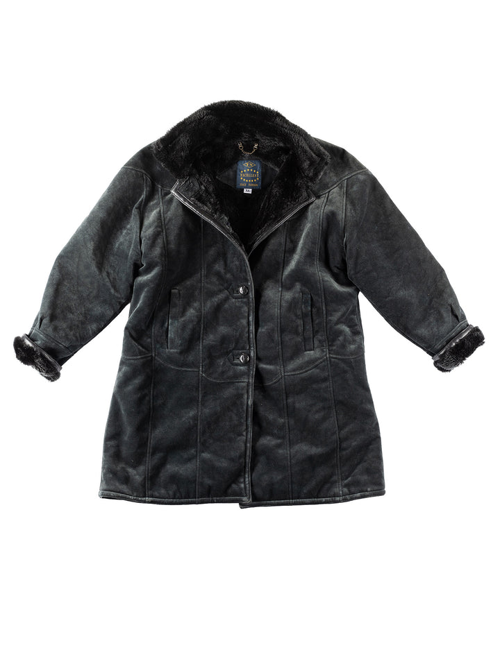 Vintage 90's Women Faux Sheepskin Coat in BlueMN191