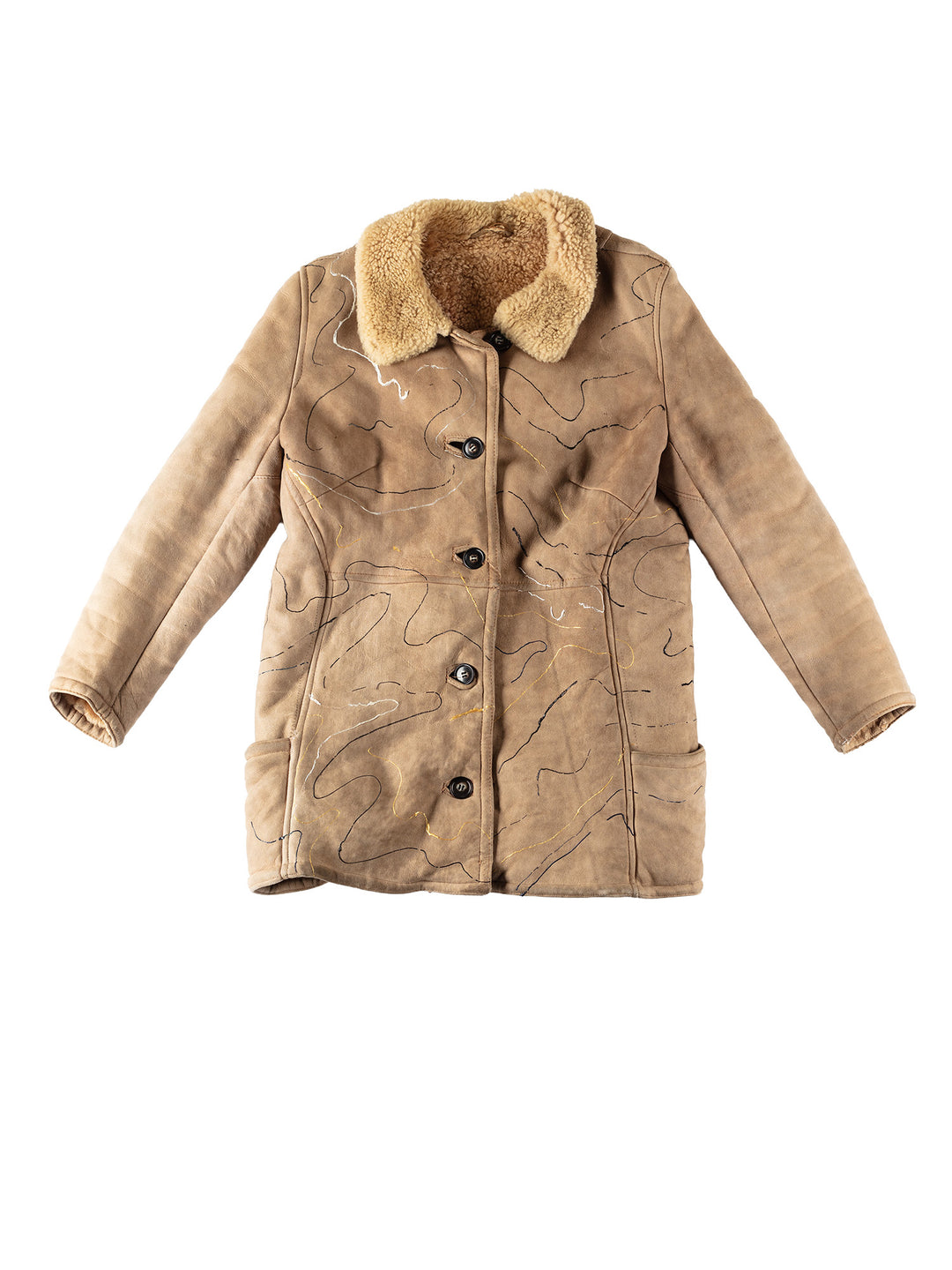 Vintage 70's Women Sheepskin Coat in BeigeMN532