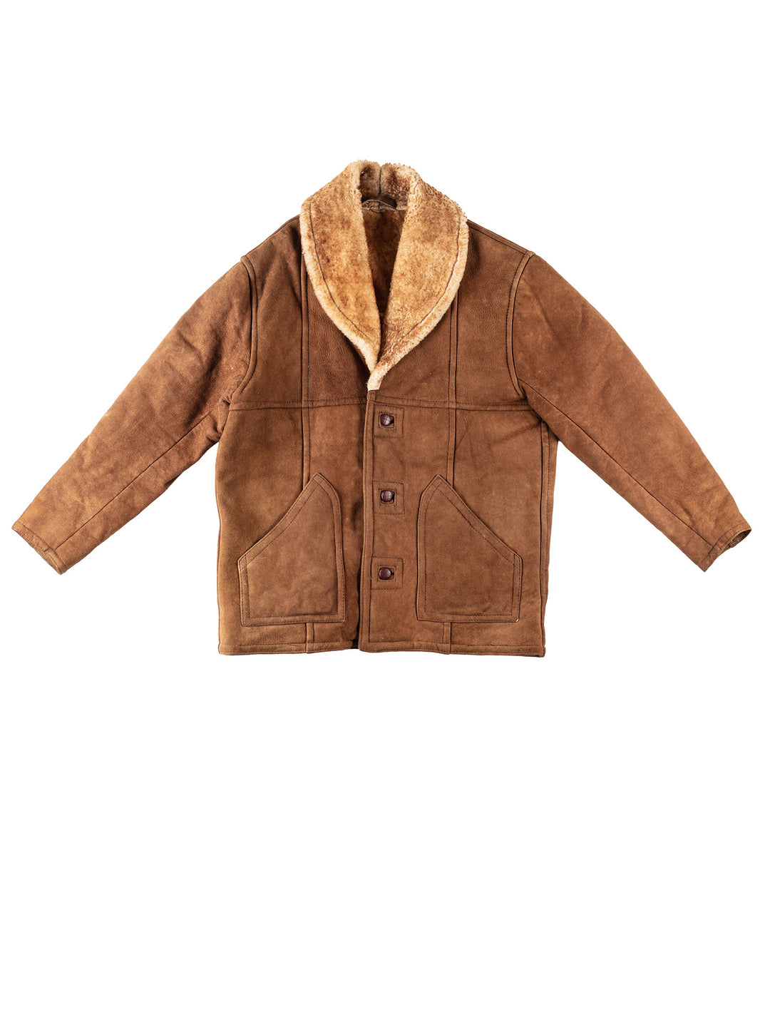 Vintage 80's Men Sheepskin Coat in BrownVN216