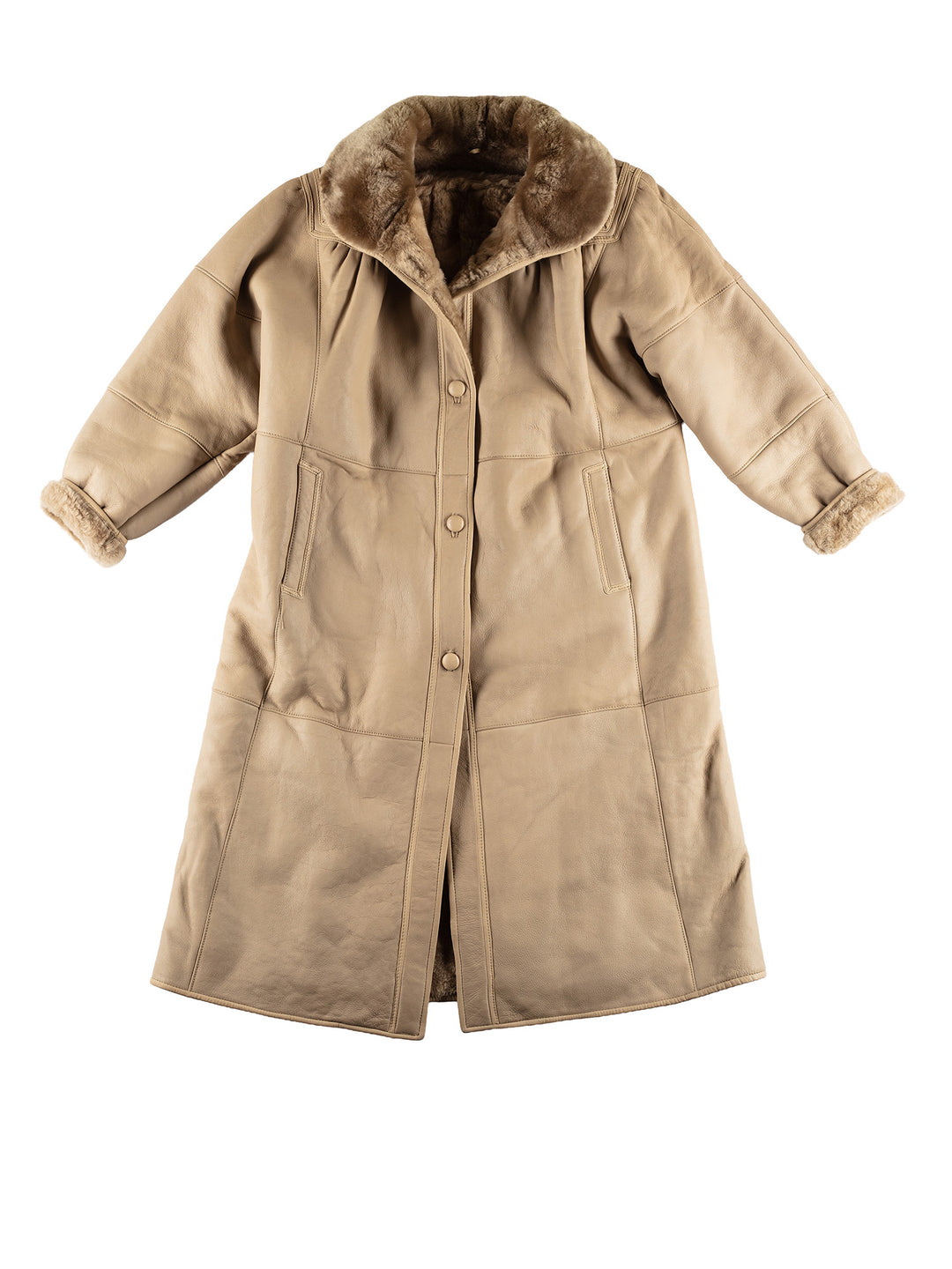 Vintage 70's Women Sheepskin Coat in BeigeMN340