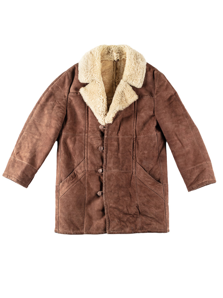 Vintage 80's Men Sheepskin Coat in BrownVN140