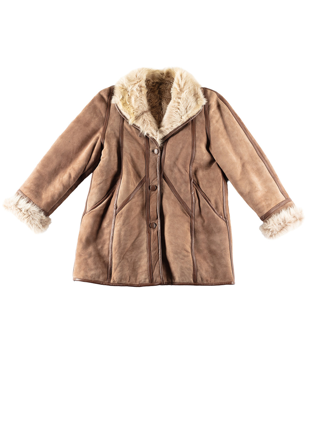 Vintage 80's Women Sheepskin Coat in BeigeMN246