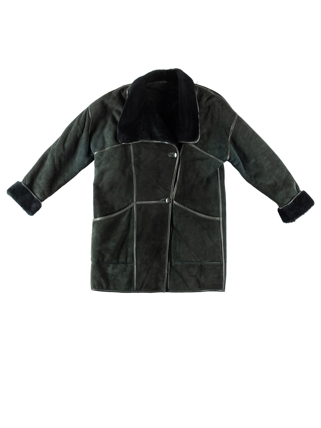Vintage 90's Women Sheepskin Coat in GreenMN192