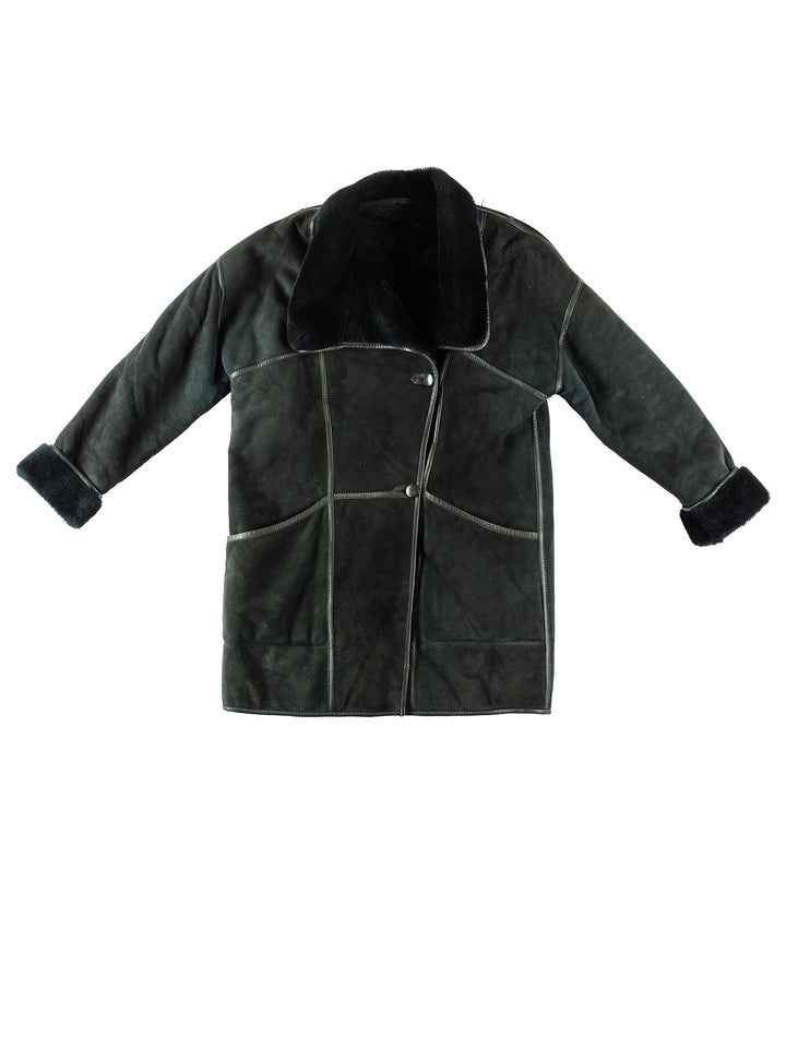 Vintage 90's Women Sheepskin Coat in GreenMN192