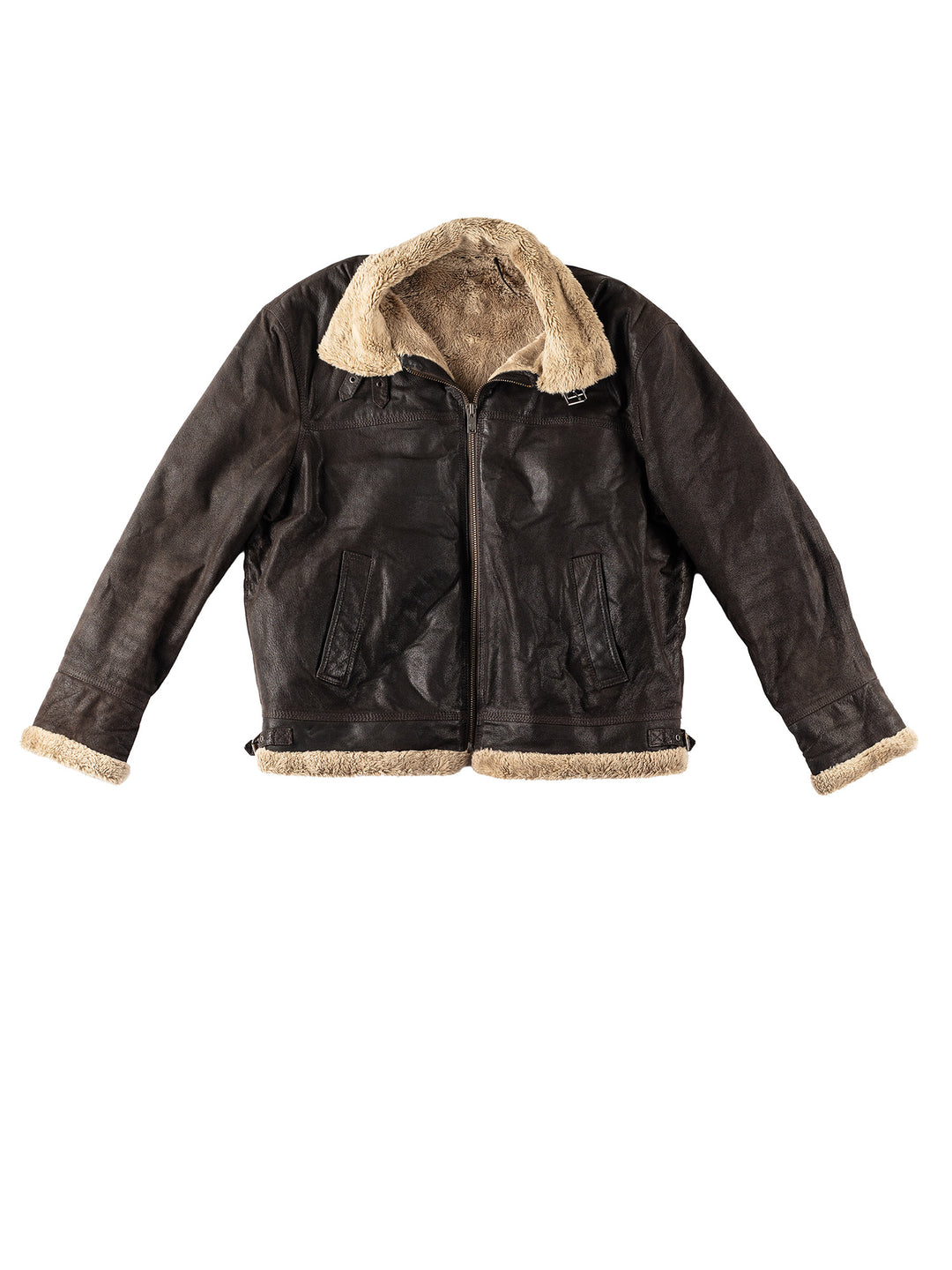 Vintage 90's Men Faux Sheepskin Jacket in BrownVN235