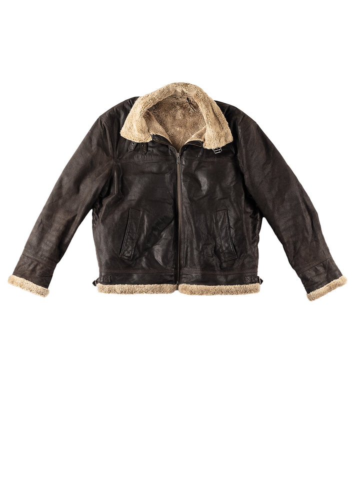 Vintage 90's Men Faux Sheepskin Jacket in BrownVN235