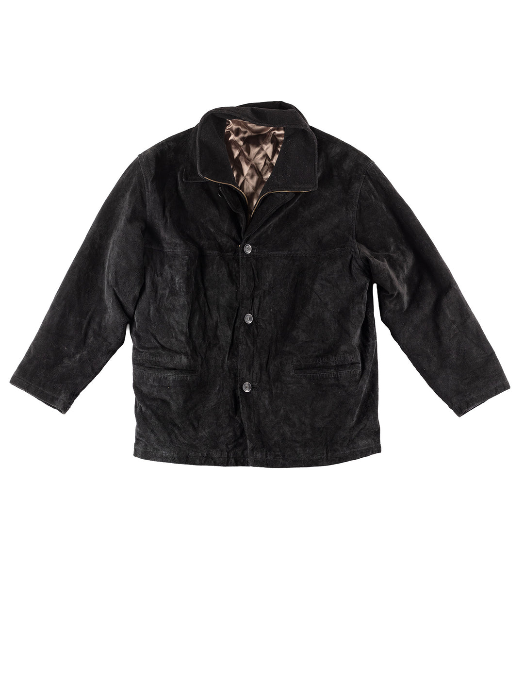 Vintage 90's Men Suede Coat in Black